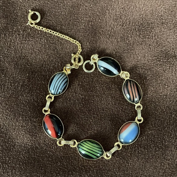 Jewelry Vintage Striped Glass Stone Bracelet Poshmark